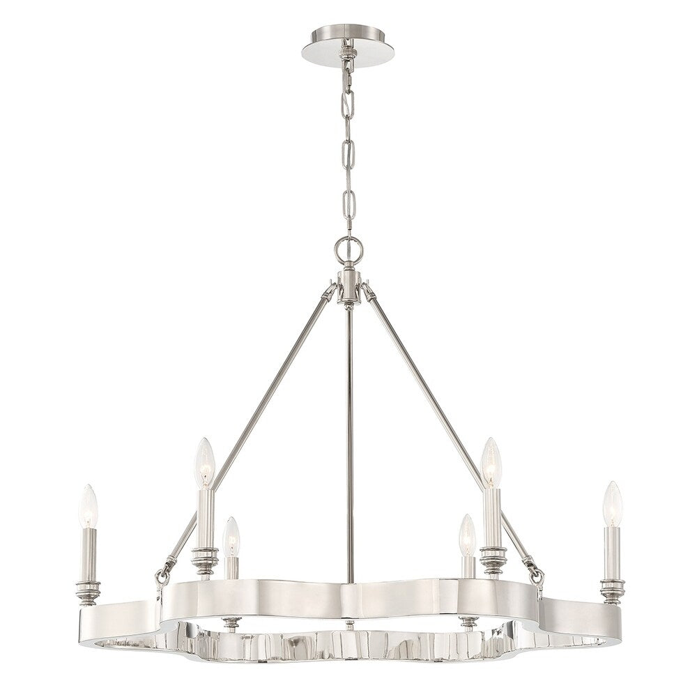 Eurofase Leyton Flowing 6-Light Candle Chandelier - 33709-017 - 24" high x 33.50" in diameter - 24" high x 33.50" in diameter