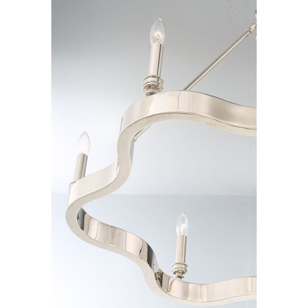 Eurofase Leyton Flowing 6-Light Candle Chandelier - 33709-017 - 24" high x 33.50" in diameter - 24" high x 33.50" in diameter