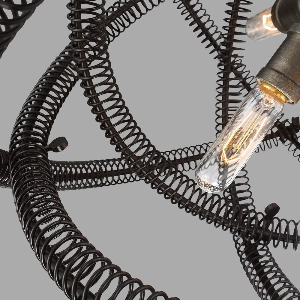 Eurofase Orbita Vintage Bronze Coiled Rings Chandelier - 31387-019 - 21.25" high x 22.5" in diameter