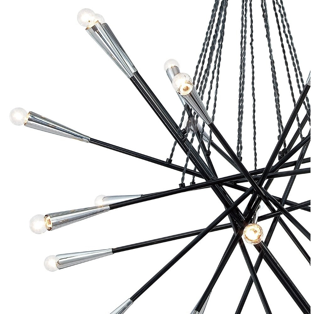 Eurofase Zazu 28-Light Pendant, Black Finish - 19800-011 - 44" high x 44" in diameter - 44" high x 44" in diameter