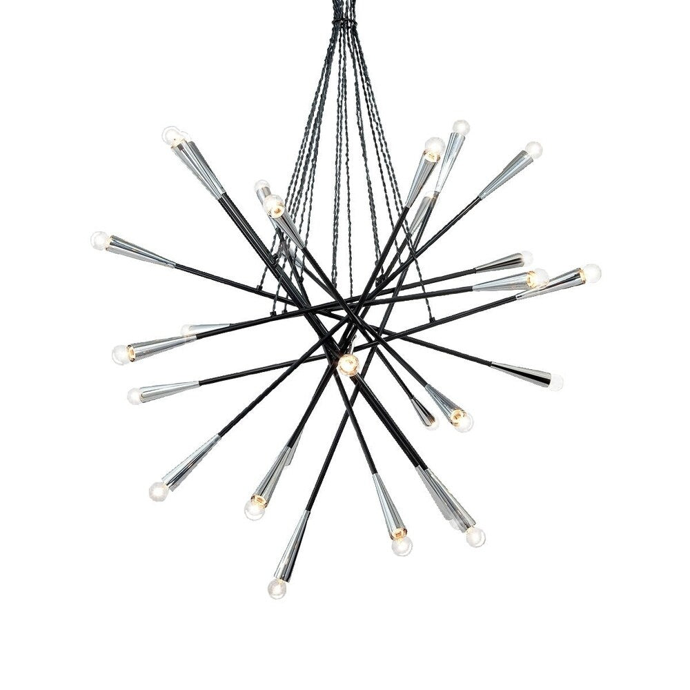 Eurofase Zazu 28-Light Pendant, Black Finish - 19800-011 - 44" high x 44" in diameter - 44" high x 44" in diameter