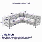 European Design Chesterfield Velvet Sofa L-Shaped Sectional Couch, 5-Seater Corner Sofas