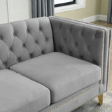 European Design Chesterfield Velvet Sofa L-Shaped Sectional Couch, 5-Seater Corner Sofas