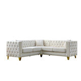 European Design Chesterfield Velvet Sofa L-Shaped Sectional Couch, 5-Seater Corner Sofas