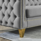 European Design Chesterfield Velvet Sofa L-Shaped Sectional Couch, 5-Seater Corner Sofas