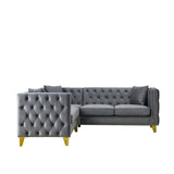 European Design Chesterfield Velvet Sofa L-Shaped Sectional Couch, 5-Seater Corner Sofas