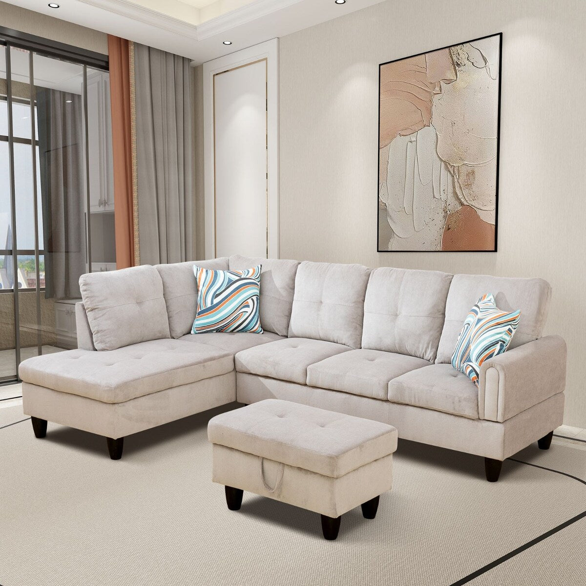 European Style Sectional Sofa Reversible Sectional Sectional Sofa