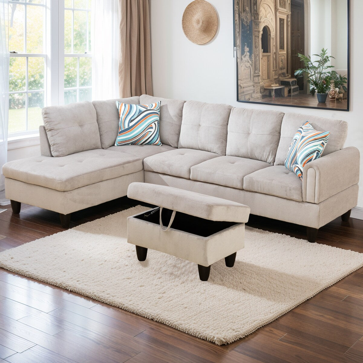 European Style Sectional Sofa Reversible Sectional Sectional Sofa