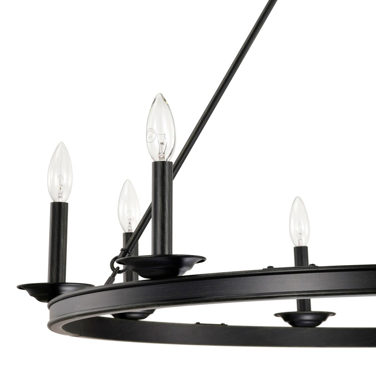 Eva 9-Light Antique Black Wagon Wheel Candle Style Round Chandelier - 40 inches in diameter x 32 inches H
