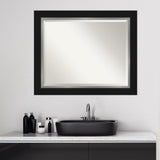 Beveled Bathroom Wall Mirror - Eva Black Silver Frame