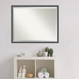 Beveled Bathroom Wall Mirror - Eva Black Silver Frame