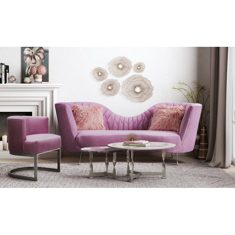 Eva Blush Velvet Sofa