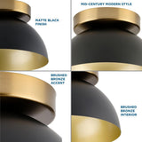 Eva Collection One-Light Matte Black Mid-Century Modern Flush Mount Light - 7.375 in x 7.375 in x 4.5 in
