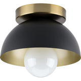 Eva Collection One-Light Matte Black Mid-Century Modern Flush Mount Light - 7.375 in x 7.375 in x 4.5 in