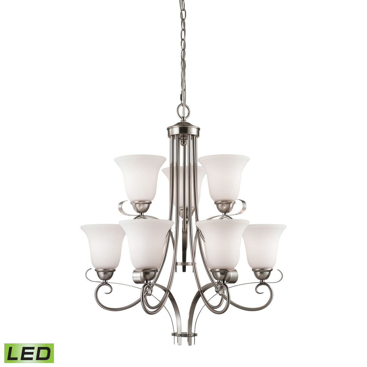 Eva Home New Haven LED LED Chandelier Brighton Brushed Nickel - Exact Size