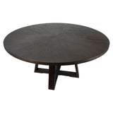 Evan 63-inch Round Oak Pedestal Dining Table Finished in Rich Espresso Brown