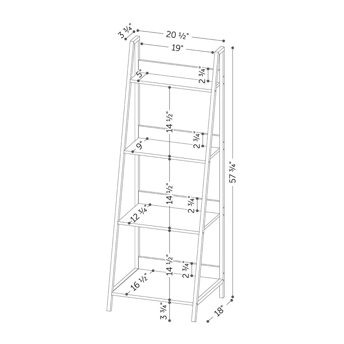 Evane 4 Fixed Shelves - Shelving Unit Ash Oak