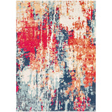 Evangeline Navy & Red Modern Area Rug - 5'3" x 7'6"