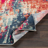Evangeline Navy & Red Modern Area Rug - 5'3" x 7'6"