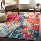 Evangeline Navy & Red Modern Area Rug - 5'3" x 7'6"