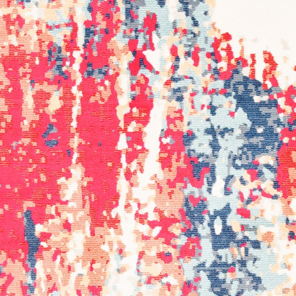 Evangeline Navy & Red Modern Area Rug - 5'3" x 7'6"