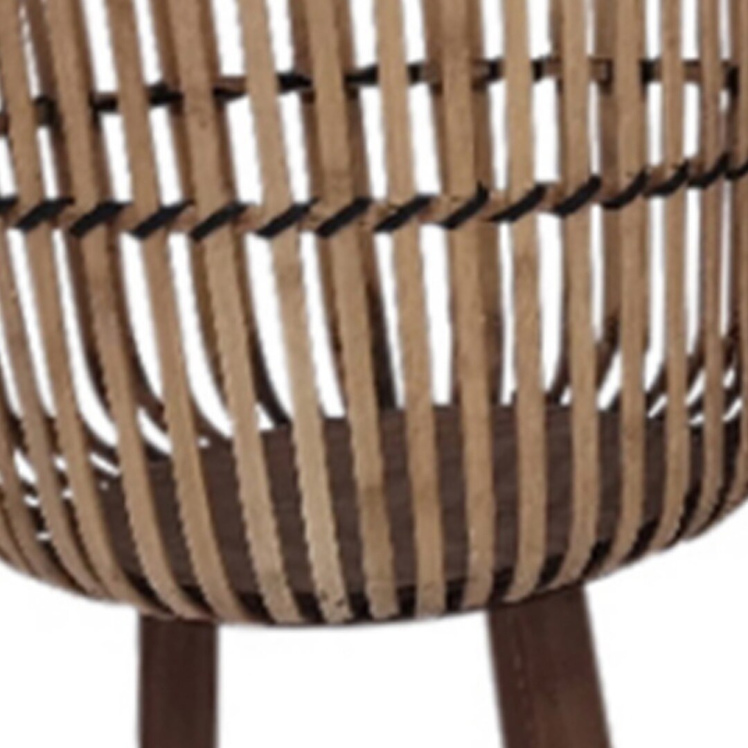 Evans Basket Design Bamboo Tripod Planters, Set of 3, Warm Brown Finish