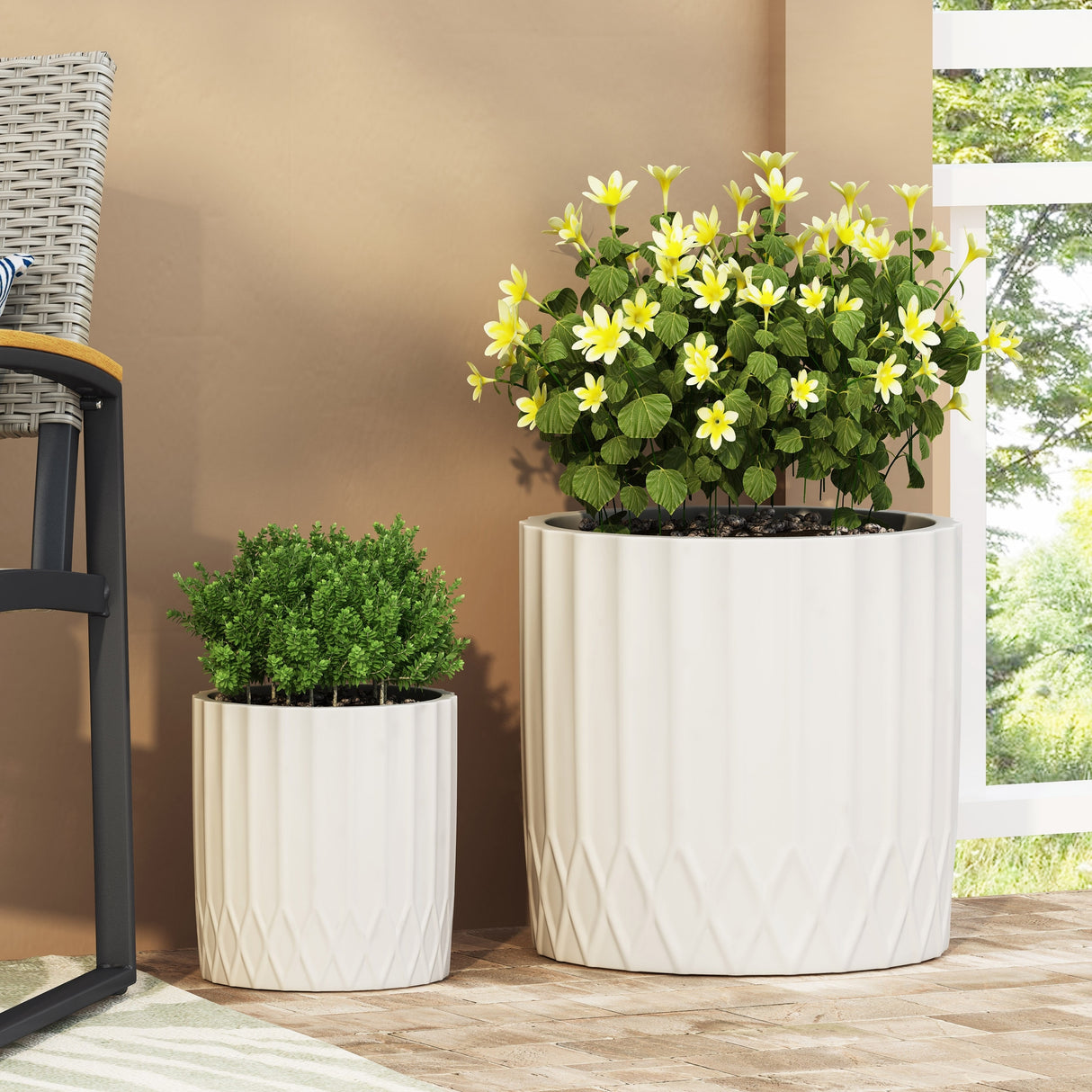 Evans Outdoor Cast Stone Outdoor Small and Large Planter Set by Christopher Knight Home