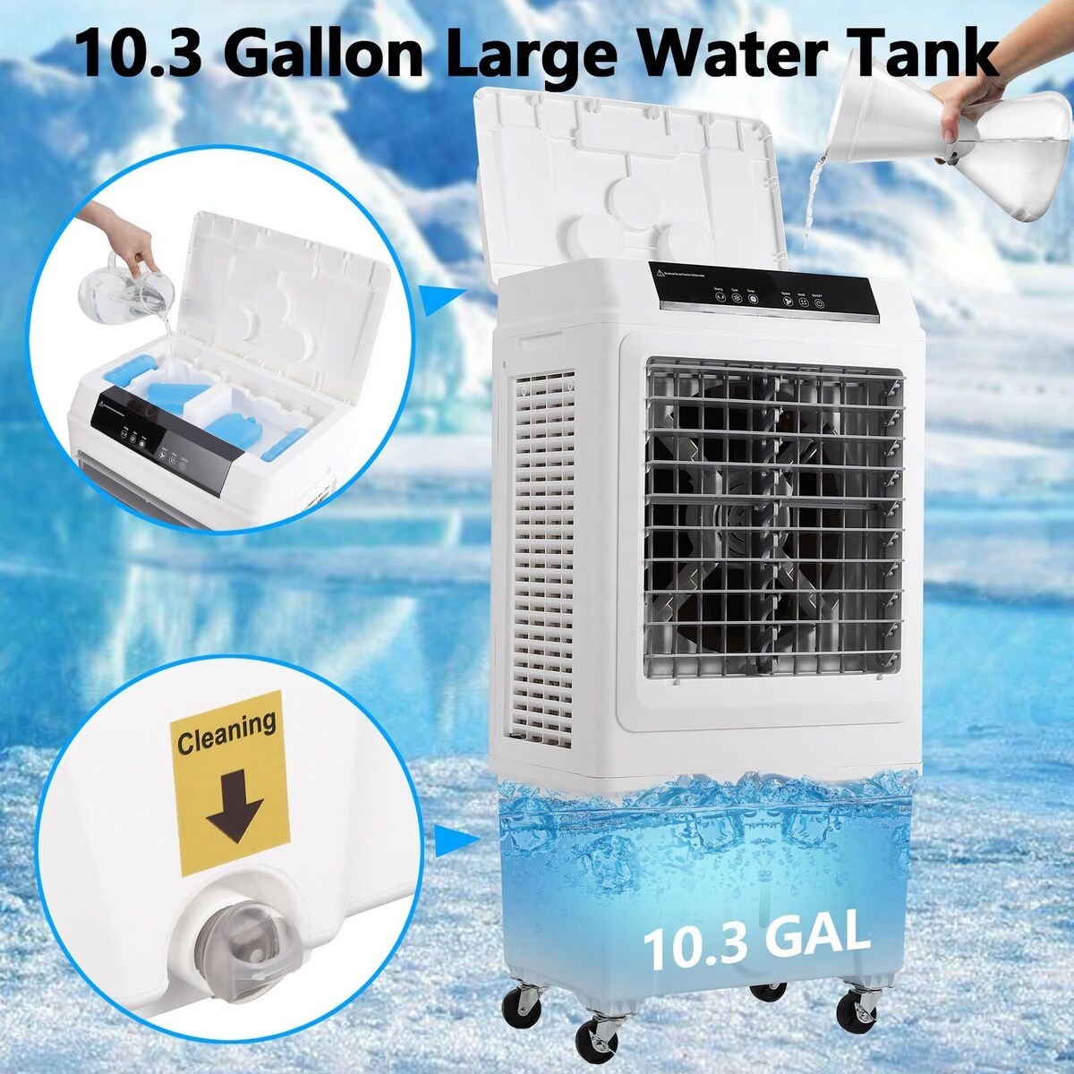 Evaporative Air Cooler, 3000CFM Swamp Cooler