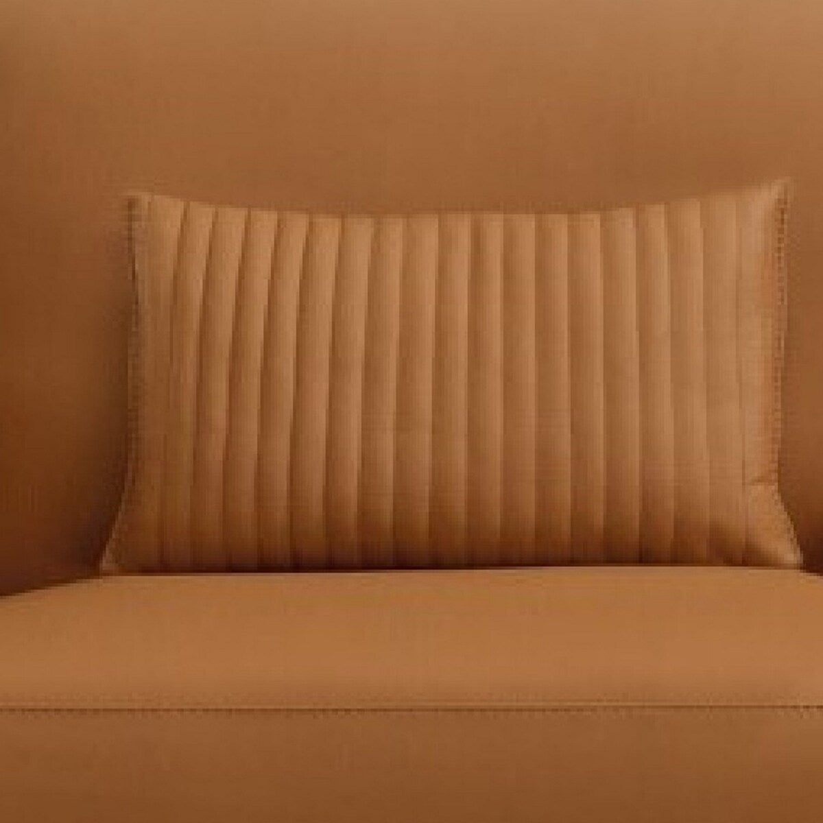 Eve 40 Inch Top Grain Leather Chair, 3 Accent Pillows, 2 Bolsters, Brown