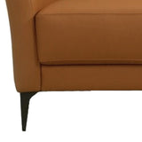 Eve 40 Inch Top Grain Leather Chair, 3 Accent Pillows, 2 Bolsters, Brown