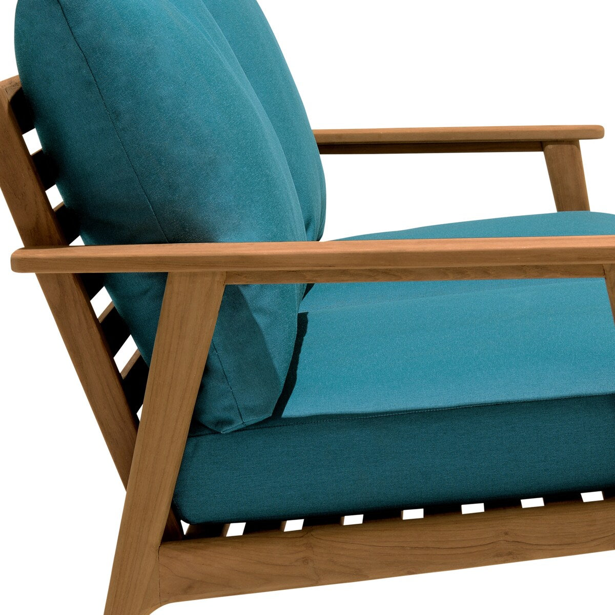 Eve Teal Olefin and Teak Wood Outdoor Patio Sofa Loveseat
