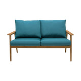 Eve Teal Olefin and Teak Wood Outdoor Patio Sofa Loveseat