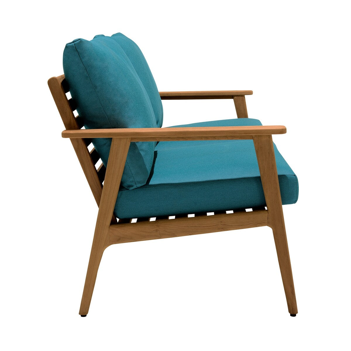 Eve Teal Olefin and Teak Wood Outdoor Patio Sofa Loveseat