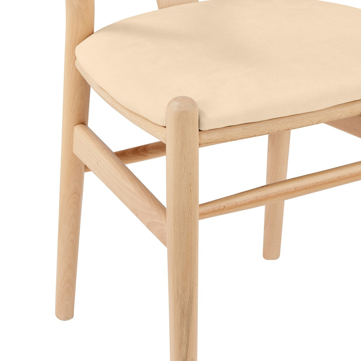 Evelina Side Chair in Natural Stained Frame and Beige Velvet Seat - Set of 2