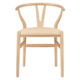 Evelina Side Chair in Natural Stained Frame and Beige Velvet Seat - Set of 2