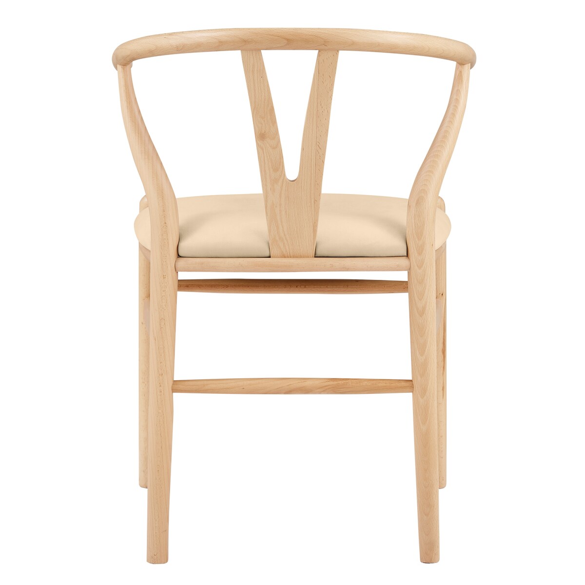Evelina Side Chair in Natural Stained Frame and Beige Velvet Seat - Set of 2