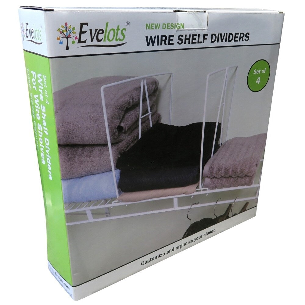 Evelots Closet Wire Shelf Divider-New & Improved-Separator-Easy Clip-Steel-Set/4