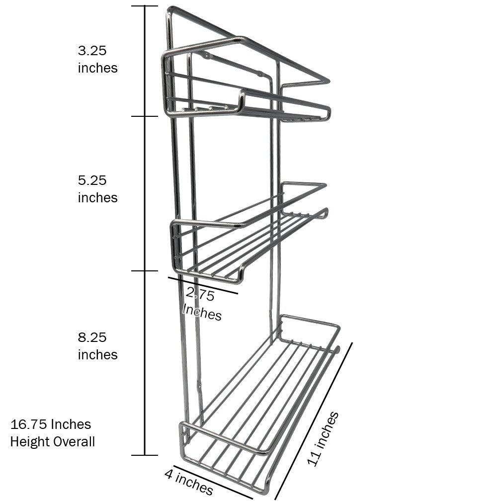 Evelots Spice Rack-3 Tier-Small/Tall Containers-Door/Wall Mounted-Up/18 Bottles - Single unit
