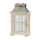 A&B Home Evelyn Silver and White Enclosed Lantern Set with Handle and Drawers (Set of 2)