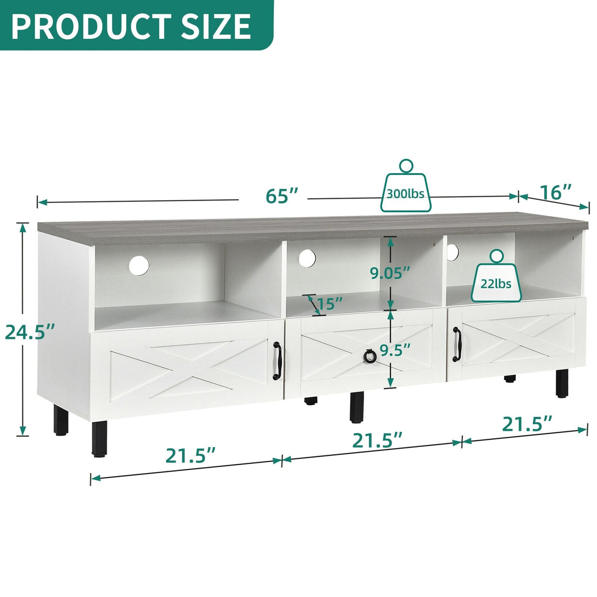 Evelynn Mid-Century Wood 65" TV Stand Console with Storage Cabinet