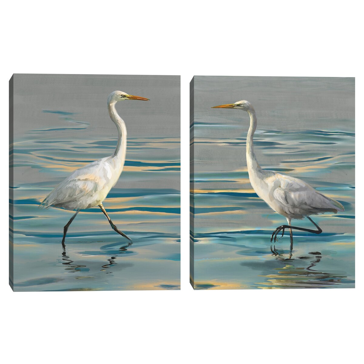 Evening Egret I, Evening Egret II by Studio Arts Canvas Art Prints