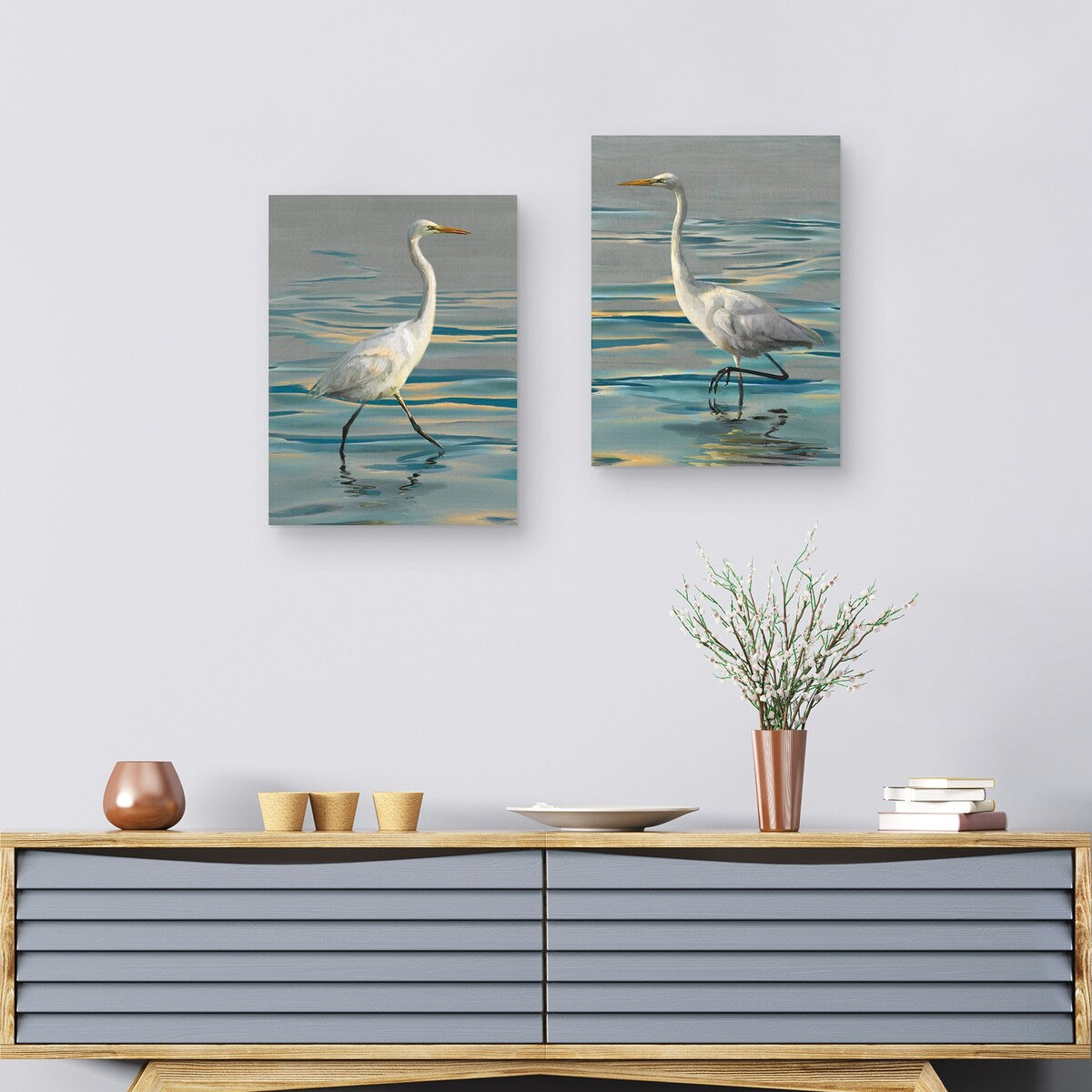 Evening Egret I, Evening Egret II by Studio Arts Canvas Art Prints