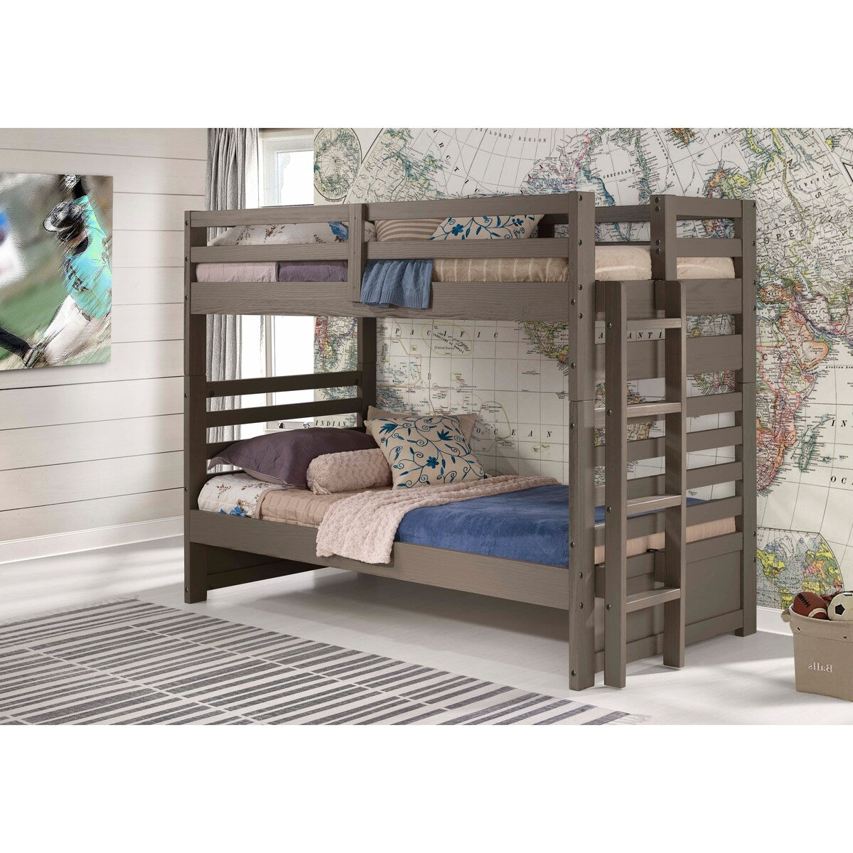 Everest Twin-over-Twin Solid Wood Bunk Bed with Ladder