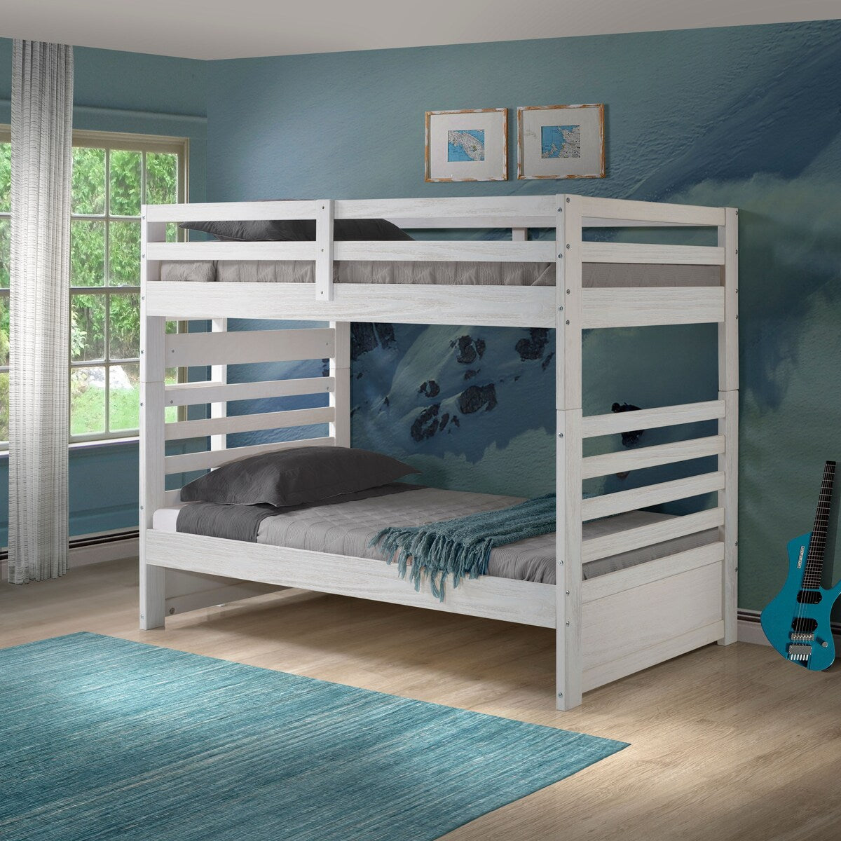 Everest Twin-over-Twin Solid Wood Bunk Bed with Ladder