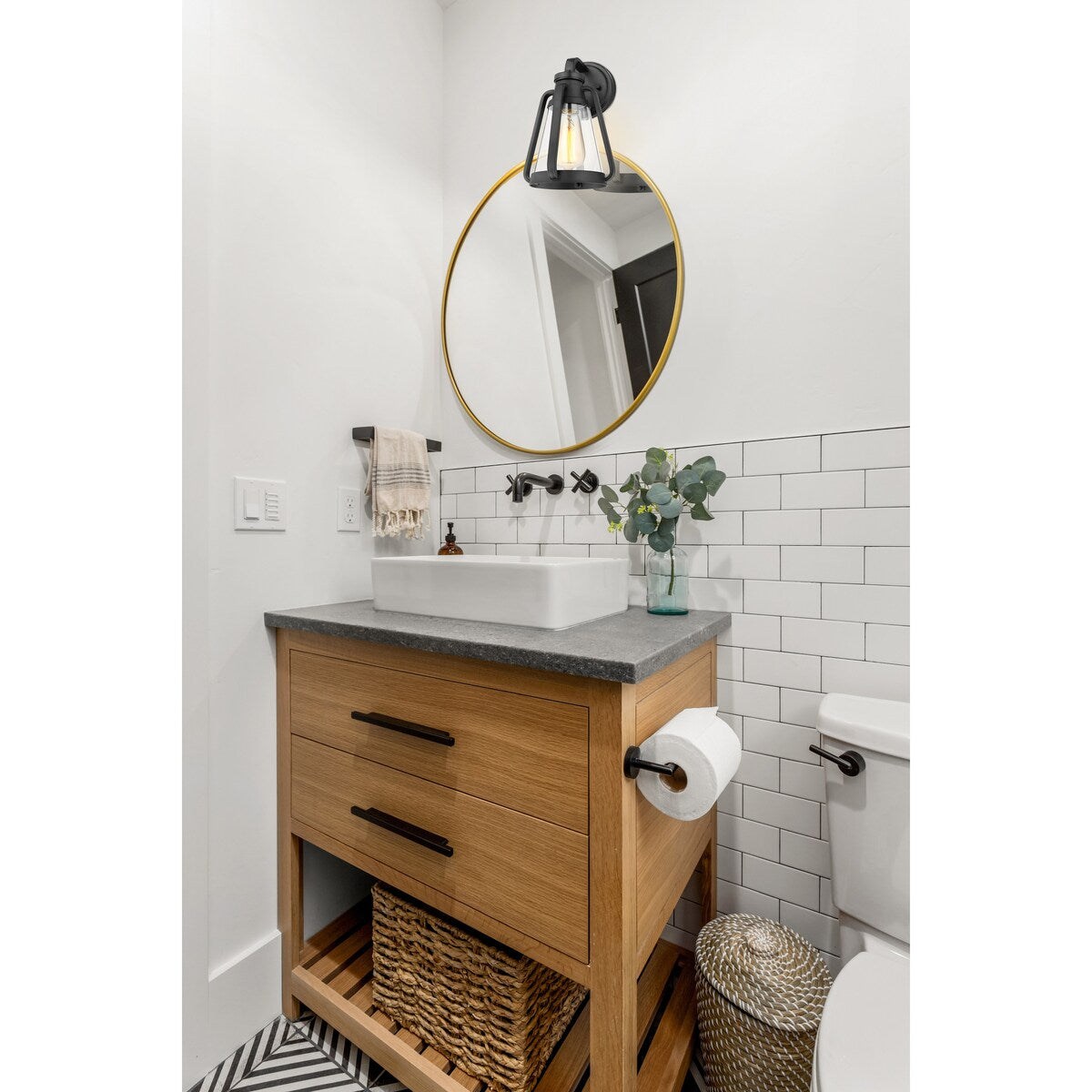Everett 1 Light Small Wall Sconce Matte Black with Clear Glass