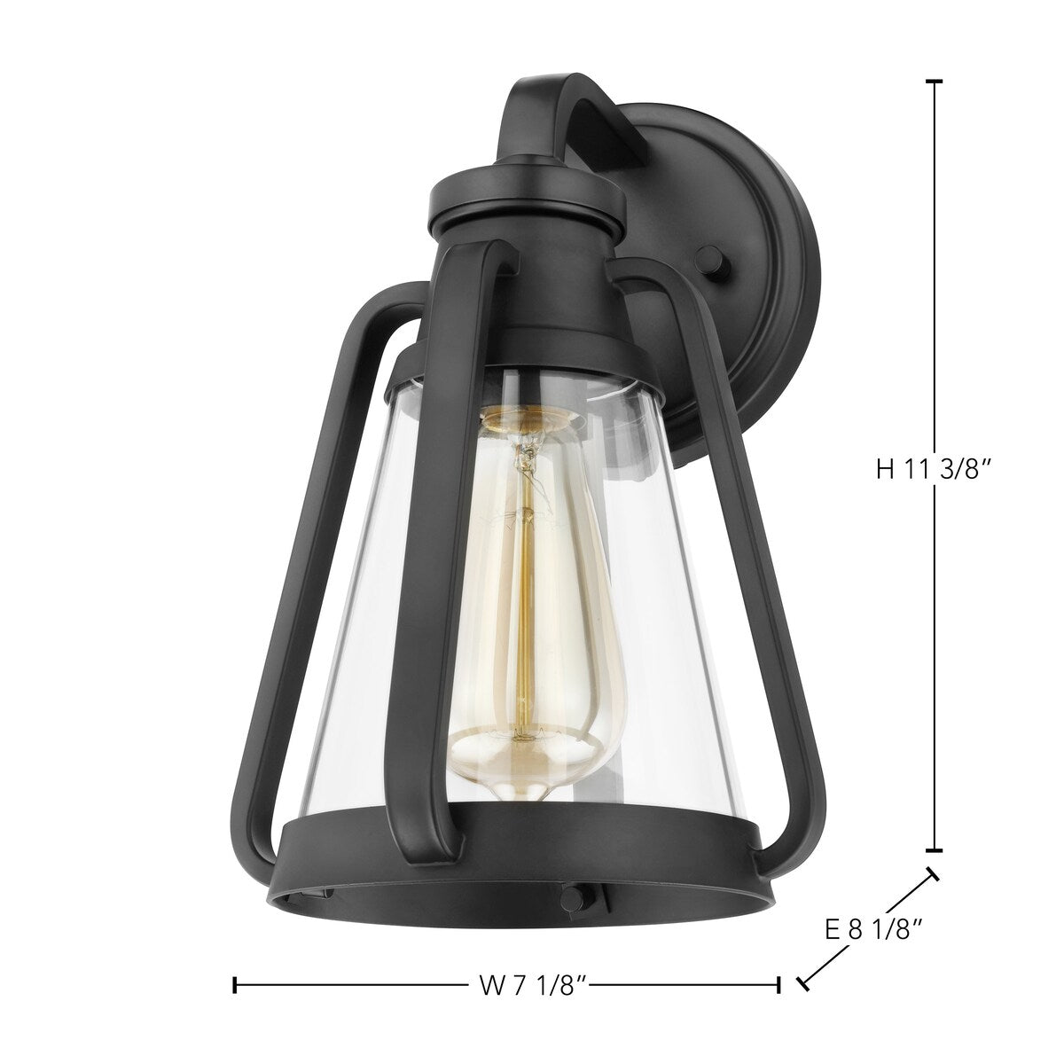 Everett 1 Light Small Wall Sconce Matte Black with Clear Glass