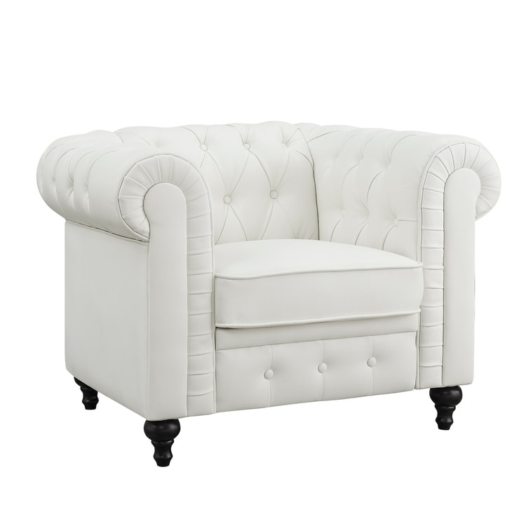 Everett Chesterfield 3-Piece Sectional Sofa Set - Rolled Arms & Button