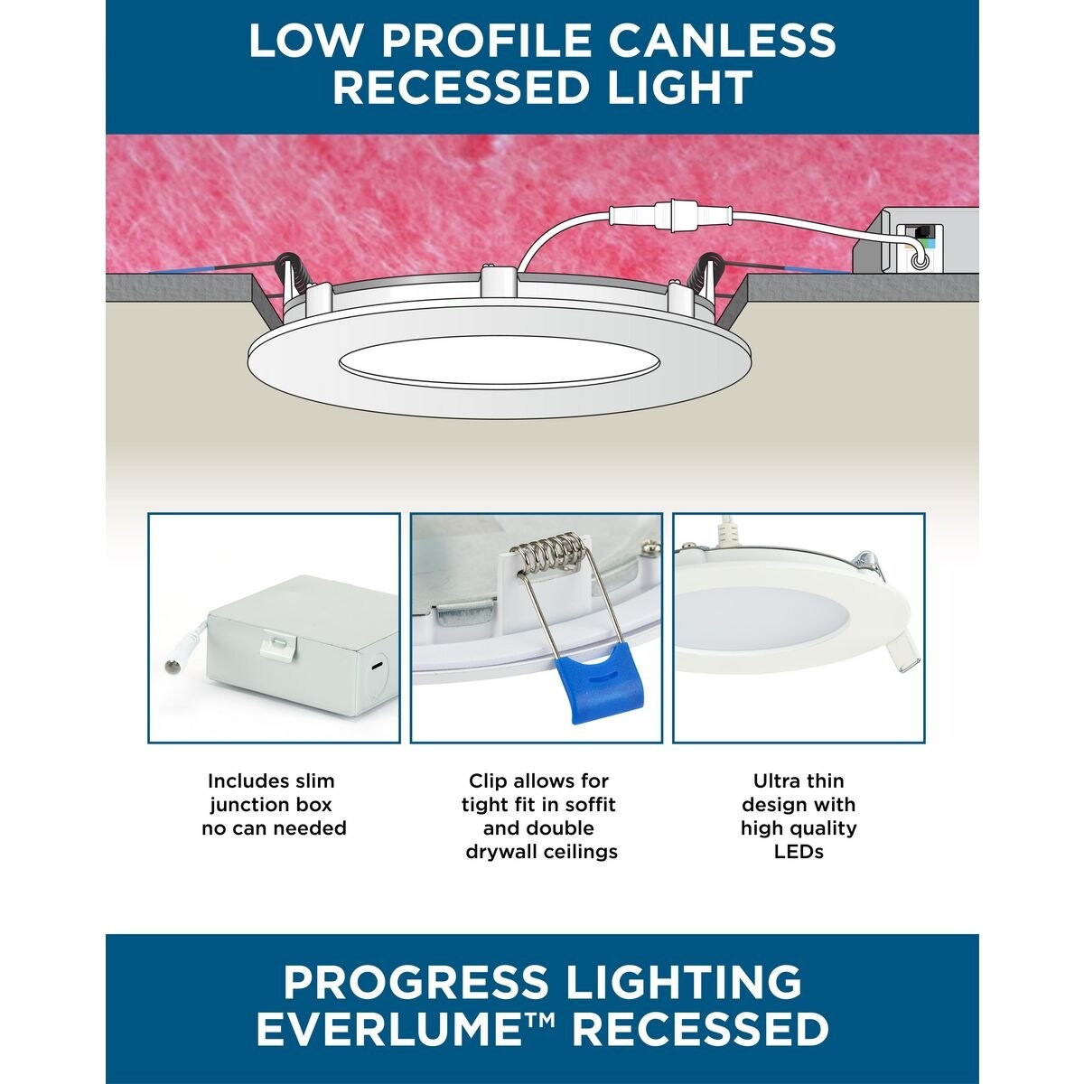 Everlume Collection 4 in. Satin White LED Low Profile Canless Recessed Downlight - 4.72 in x 4.72 in x 1.13 in
