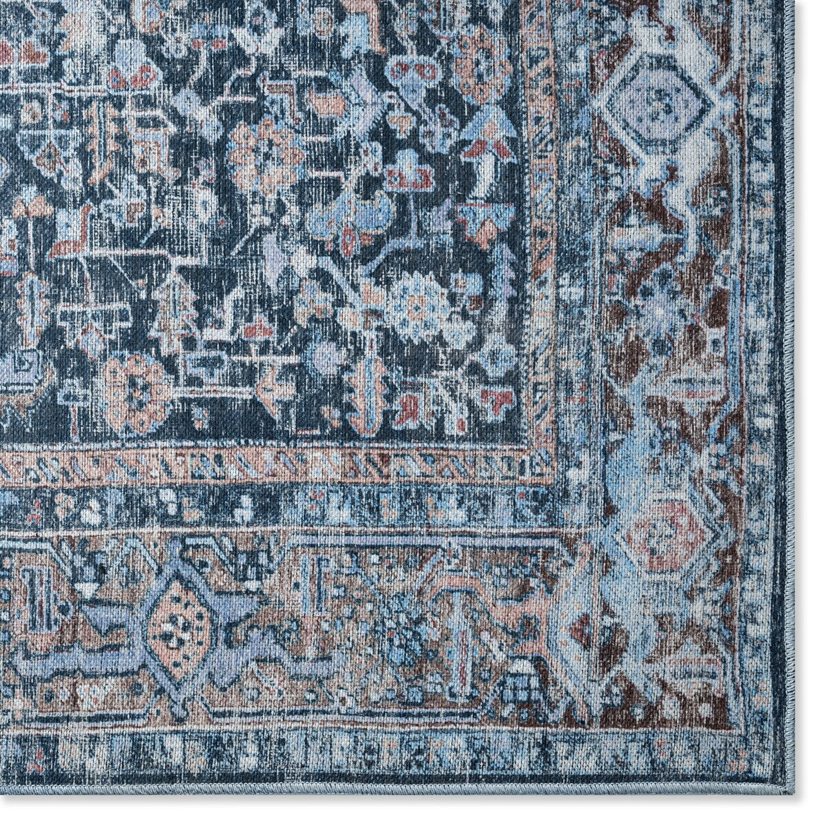 Everwash Callaghan Edith Distressed Vintage Machine Washable Area Rug