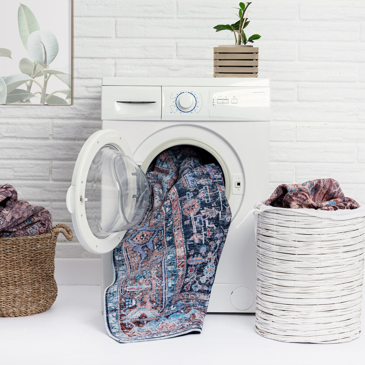 Everwash Callaghan Edith Distressed Vintage Machine Washable Area Rug